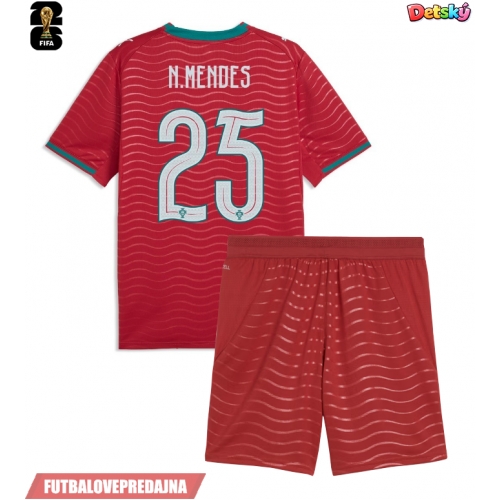 Lacne Dětský Futbalové dres Portugalsko Nuno Mendes #25 MS 2026 Krátky Rukáv - Domáci (+ trenírky)